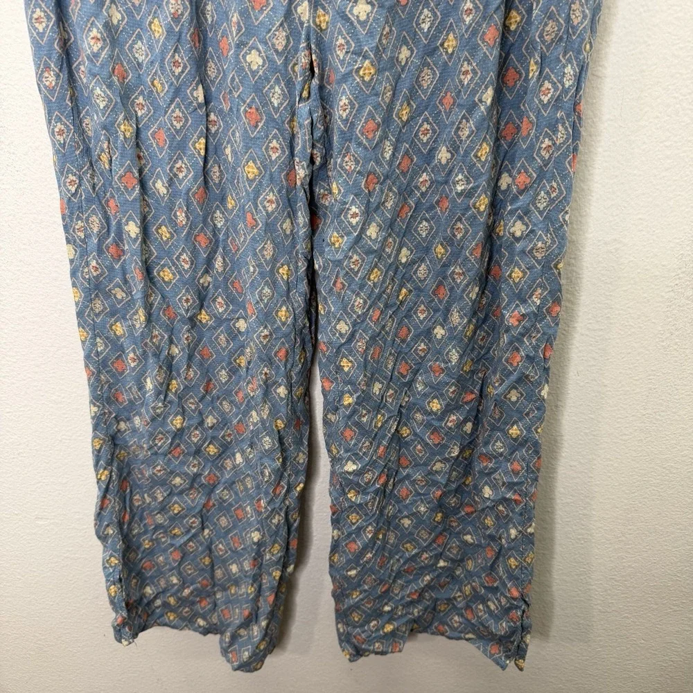 Free People Pants Sz S Wide Leg Lounge Boho Print Pull On Drawstring Stretch